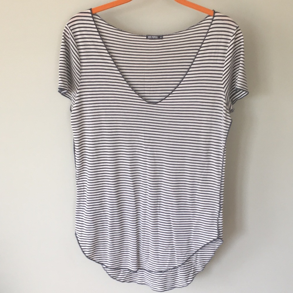 Vox Populi blue and white striped shirt